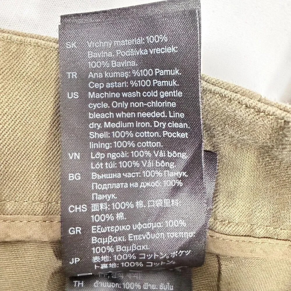 Pleated Cropped COS Olive Khaki Cotton Trouser Pants Size 12